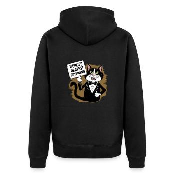 Partner Schatz Valentinstag Liebe lustiger Spruch - Unisex Premium Bio Zip Hoodie - Schwarz - Hinten - Nico (187cm)