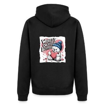 Partner Schatz Valentinstag Liebe lustiger Spruch - Unisex Premium Bio Zip Hoodie - Schwarz - Hinten - Nico (187cm)