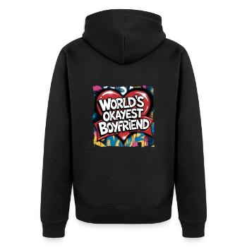 Partner Schatz Valentinstag Liebe lustiger Spruch - Unisex Premium Bio Zip Hoodie - Schwarz - Hinten - Nico (187cm)