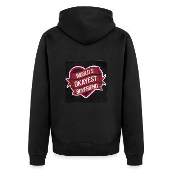 Partner Schatz Valentinstag Liebe lustiger Spruch - Unisex Premium Bio Zip Hoodie - Schwarz - Hinten - Nico (187cm)
