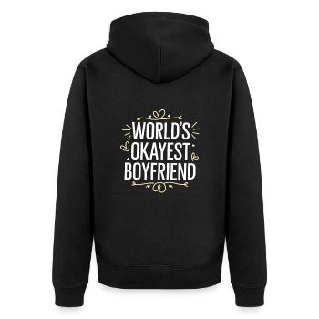Partner Schatz Valentinstag Liebe lustiger Spruch - Unisex Premium Bio Zip Hoodie - Schwarz - Hinten - Nico (187cm)