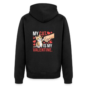 Célibataire & Chat Saint-Valentin Mon chat est mon valentin - Veste à capuche bio Premium Unisexe - noir - Dos - Nico (187cm)
