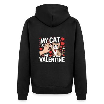 Célibataire & Chat Saint-Valentin Mon chat est mon valentin - Veste à capuche bio Premium Unisexe - noir - Dos - Nico (187cm)