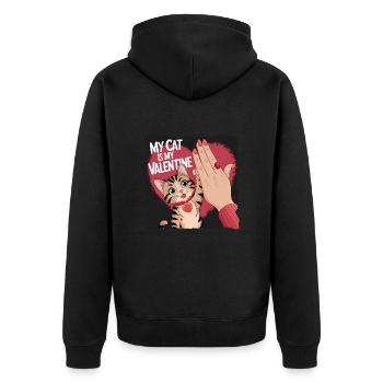 Célibataire & Chat Saint-Valentin Mon chat est mon valentin - Veste à capuche bio Premium Unisexe - noir - Dos - Nico (187cm)