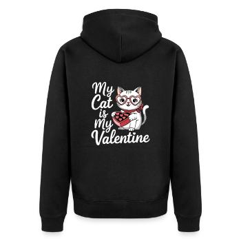 Célibataire & Chat Saint-Valentin Mon chat est mon valentin - Veste à capuche bio Premium Unisexe - noir - Dos - Nico (187cm)