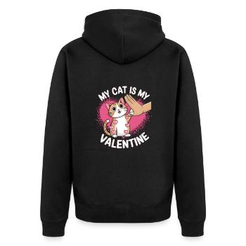 Célibataire & Chat Saint-Valentin Mon chat est mon valentin - Veste à capuche bio Premium Unisexe - noir - Dos - Nico (187cm)