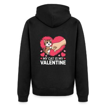 Célibataire & Chat Saint-Valentin Mon chat est mon valentin - Veste à capuche bio Premium Unisexe - noir - Dos - Nico (187cm)