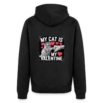 Célibataire & Chat Saint-Valentin Mon chat est mon valentin - Veste à capuche bio Premium Unisexe - noir - Dos - Nico (187cm)