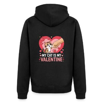 Célibataire & Chat Saint-Valentin Mon chat est mon valentin - Veste à capuche bio Premium Unisexe - noir - Dos - Nico (187cm)