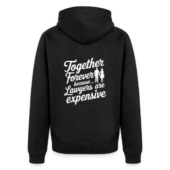 Jahrestag & Hochzeitstag lustigen Spruch Valentine - Unisex Premium Bio Zip Hoodie - Schwarz - Hinten - Nico (187cm)