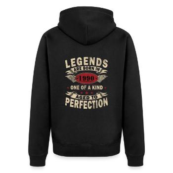 Original 1990 Jahrgang der Legenden 35 Jahre - Unisex Premium Bio Zip Hoodie - Schwarz - Hinten - Nico (187cm)