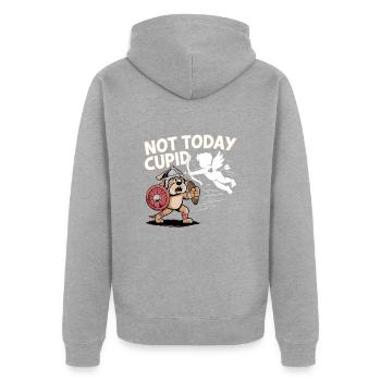 Single & Anti Liebe Valentinstag Not today cupid - Unisex Premium Bio Zip Hoodie - Grau meliert - Hinten - Nico (187cm)