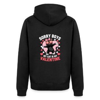 Célibataire & Chat Saint-Valentin Mon chat est mon valentin - Veste à capuche bio Premium Unisexe - noir - Dos - Nico (187cm)