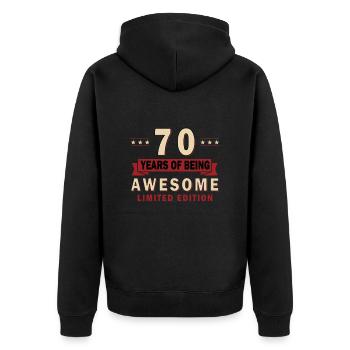 70. Geburtstag 70 - Unisex Premium Bio Zip Hoodie - Schwarz - Hinten - Nico (187cm)