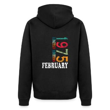February 1975 Jubilee February 1975 February - Unisex Premium Organic Zip Hoodie - black - Back - Nico (187cm)
