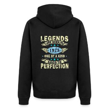 Legend since 1975 Born 1975 Birthday 1975 - Unisex Premium Organic Zip Hoodie - black - Back - Nico (187cm)