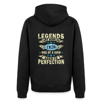 Born 1970's Birthday Gift 1970's Vintage 1970's - Unisex Premium Organic Zip Hoodie - black - Back - Nico (187cm)