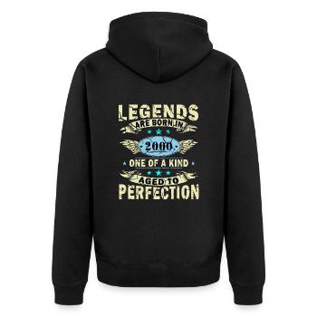 Vintage 2000 retro 2000 jahrgang 2000 jahre 2000 - Unisex Premium Bio Zip Hoodie - Schwarz - Hinten - Nico (187cm)