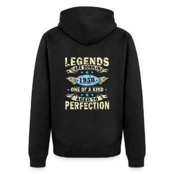 Geburtstagsgeschenk 1950 Jahrgang 1950 Retro 1950 - Unisex Premium Bio Zip Hoodie - Schwarz - Hinten - Nico (187cm)
