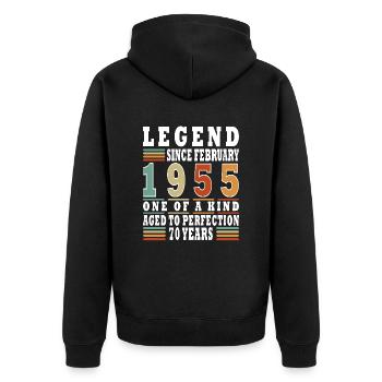 February 1955 birthday February 1955 February - Unisex Premium Organic Zip Hoodie - black - Back - Nico (187cm)