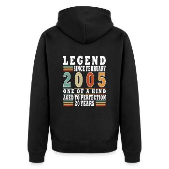 20th Birthday February 2005 Born 20 Years - Unisex Premium Organic Zip Hoodie - black - Back - Nico (187cm)