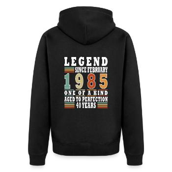 Février 1985, 40e anniversaire 1985 40e février - Veste à capuche bio Premium Unisexe - noir - Dos - Nico (187cm)