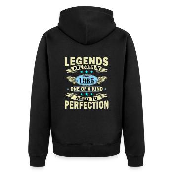 Legends Are Born In February 1965 Edition Limitée - Veste à capuche bio Premium Unisexe - noir - Dos - Nico (187cm)