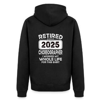 Chorégraphe à la retraite 2025 - Veste à capuche bio Premium Unisexe - noir - Dos - Nico (187cm)