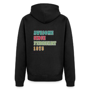 50th Birthday Gift Husband Original February 1975 - Unisex Premium Organic Zip Hoodie - black - Back - Nico (187cm)