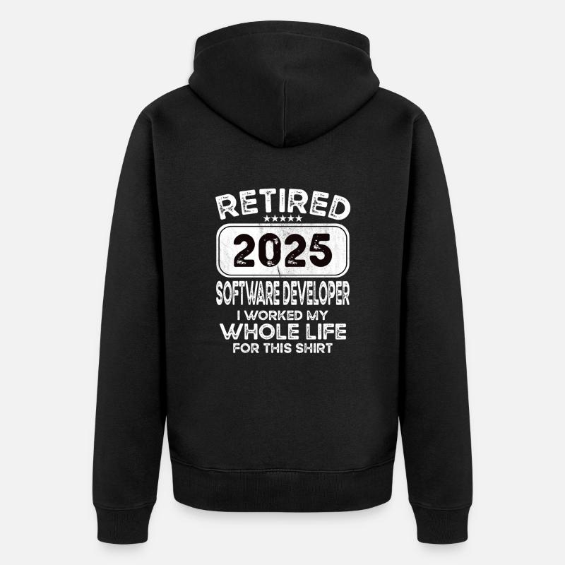 Retired Software developer 2025 - Unisex Premium Organic Zip Hoodie - black