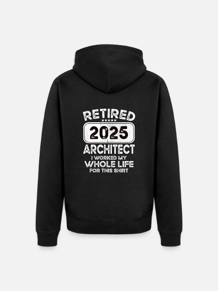 Retired Architect 2025 - Unisex Premium Organic Zip Hoodie - black