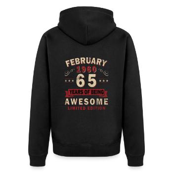Cadeau d’anniversaire de février 1960 - Février 1960 - Veste à capuche bio Premium Unisexe - noir - Dos - Nico (187cm)