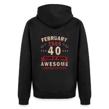 February 1985 Anniversary Gift - February 1985 - Unisex Premium Organic Zip Hoodie - black - Back - Nico (187cm)