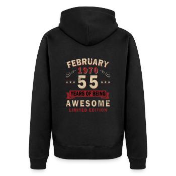 55ème anniversaire cadeau mari Original février 1970 - Veste à capuche bio Premium Unisexe - noir - Dos - Nico (187cm)