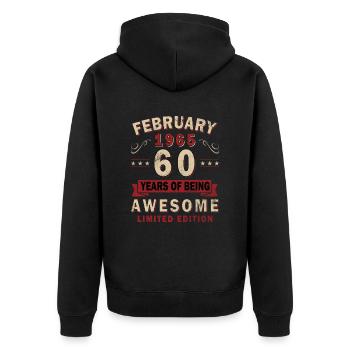60. Geburtstag Geschenk Mann Original Februar 1965 - Unisex Premium Bio Zip Hoodie - Schwarz - Hinten - Nico (187cm)