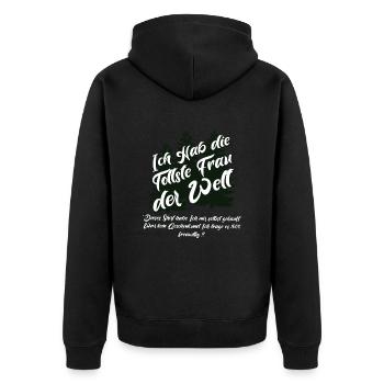 Hochzeit Verlobung Ich habe die tollste Frau - Unisex Premium Bio Zip Hoodie - Schwarz - Hinten - Nico (187cm)