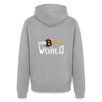 Bitcoin World Economy - Unisex Premium Organic Zip Hoodie - heather grey - Back - Nico (187cm)