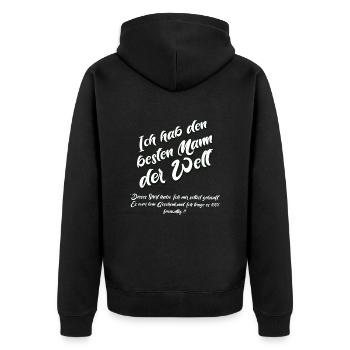 Ich habe den besten Mann der Welt - Unisex Premium Bio Zip Hoodie - Schwarz - Hinten - Nico (187cm)
