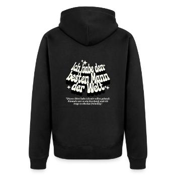 Ich habe den besten Mann der Welt - Unisex Premium Bio Zip Hoodie - Schwarz - Hinten - Nico (187cm)