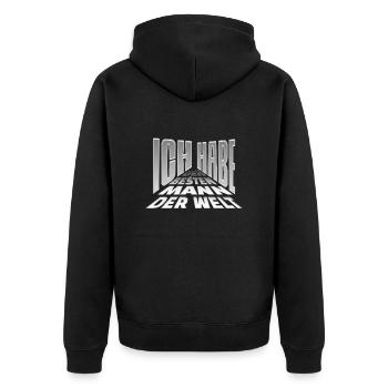 Ich habe den besten Mann der Welt - Unisex Premium Bio Zip Hoodie - Schwarz - Hinten - Nico (187cm)