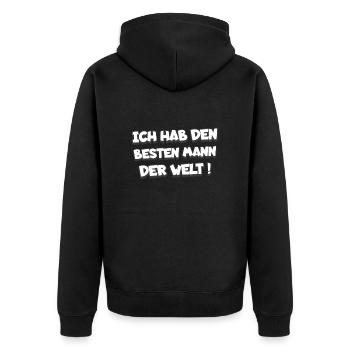 Ich habe den besten Mann der Welt - Unisex Premium Bio Zip Hoodie - Schwarz - Hinten - Nico (187cm)
