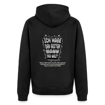 Ich habe den besten Mann der Welt - Unisex Premium Bio Zip Hoodie - Schwarz - Hinten - Nico (187cm)
