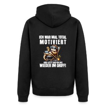 Sloth stays lazy I used to be totally motivated - Unisex Premium Organic Zip Hoodie - black - Back - Nico (187cm)
