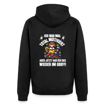 Sloth stays lazy I used to be totally motivated - Unisex Premium Organic Zip Hoodie - black - Back - Nico (187cm)