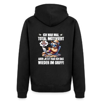 Sloth stays lazy I used to be totally motivated - Unisex Premium Organic Zip Hoodie - black - Back - Nico (187cm)