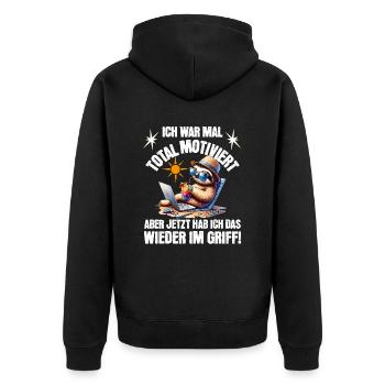 Sloth stays lazy I used to be totally motivated - Unisex Premium Organic Zip Hoodie - black - Back - Nico (187cm)