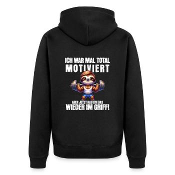 Sloth stays lazy I used to be totally motivated - Unisex Premium Organic Zip Hoodie - black - Back - Nico (187cm)