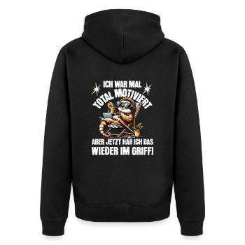 Sloth stays lazy I used to be totally motivated - Unisex Premium Organic Zip Hoodie - black - Back - Nico (187cm)