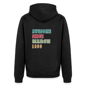 Awesome seit März 1950 Geburtstag 1950 Geschenk - Unisex Premium Bio Zip Hoodie - Schwarz - Hinten - Nico (187cm)