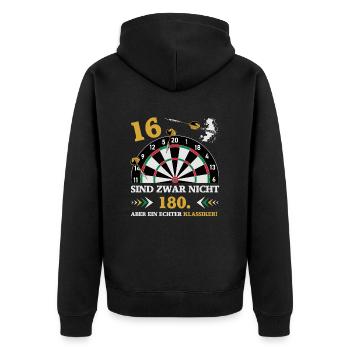 Darts 16 sind zwar nicht 180 Geburtstag Dart - Unisex Premium Bio Zip Hoodie - Schwarz - Hinten - Nico (187cm)